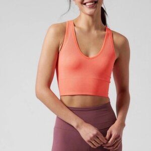 ATHLETA Aurora Seamless Crop Ribbed Orange Top Size L